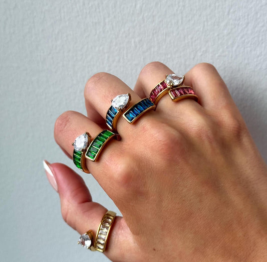 Chunky gold ring, colorful statement ring, adjustable irregular gemstone ring, maximalist unique gemstone ring, gold filled vintage ring 18k