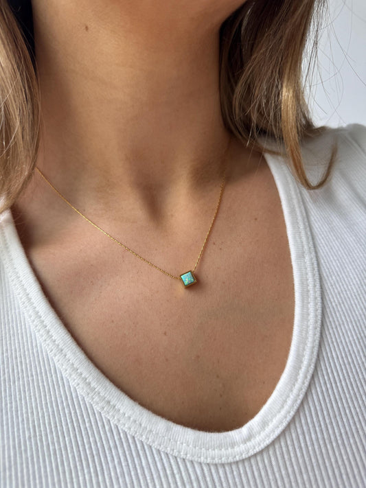 Dainty necklace, gold moonstone opal necklace, birthstone jewelry gift for her, gemstone necklace for women anniversary gift blue stone opal