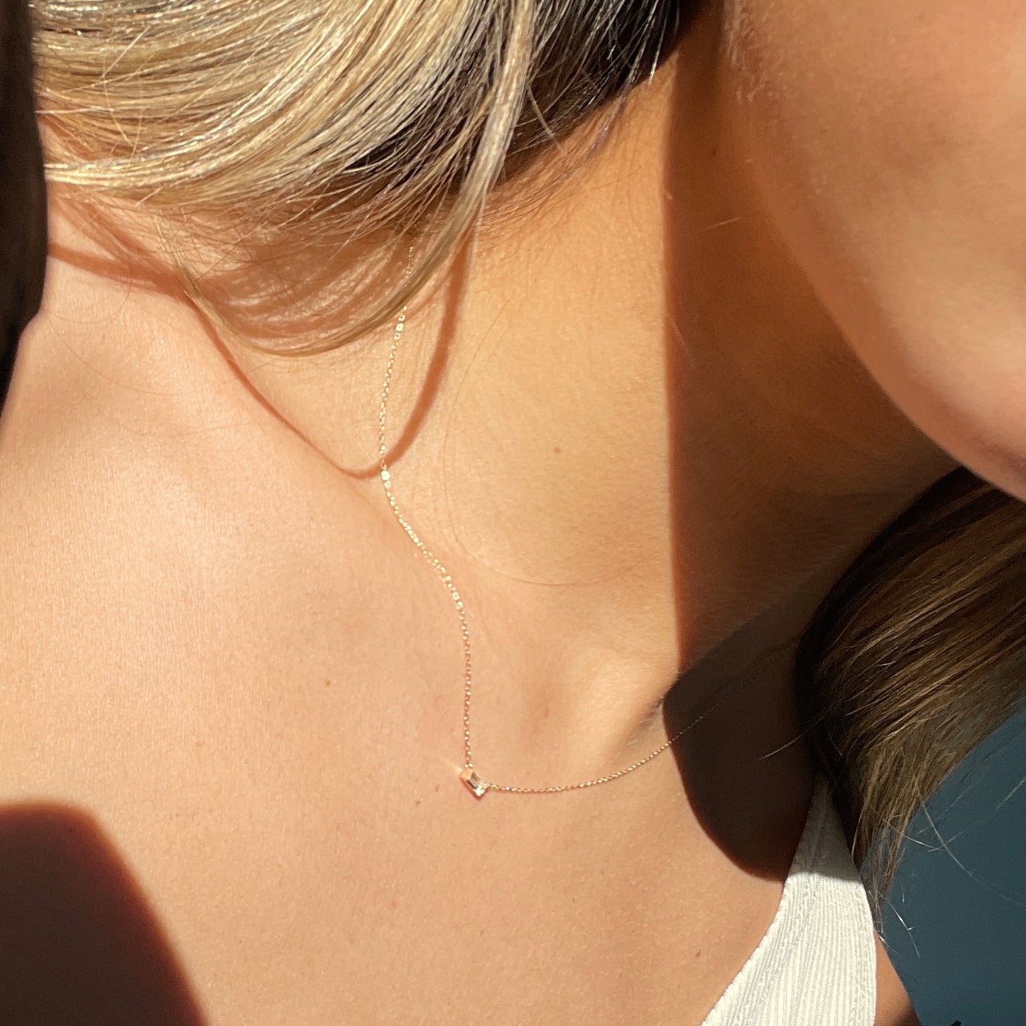 white topaz pendant, dainty aesthetic solid gold pendant, aesthetic solid gold pendant, grunge jewelry, fine dainty minimal jewelry