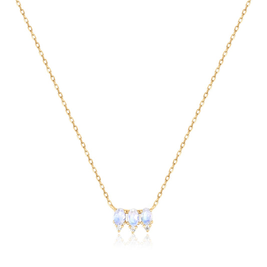 blue moonstone and white topaz solid 14k necklace