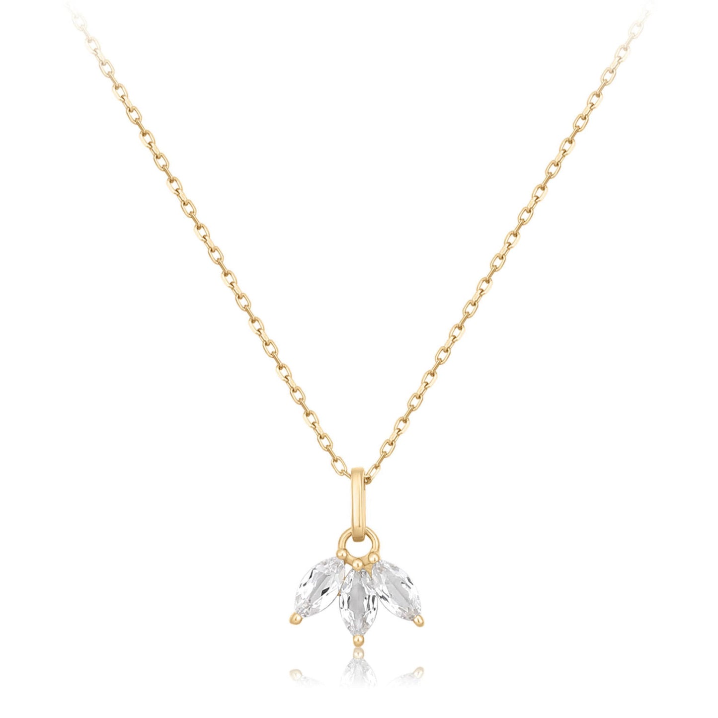 marquise white topaz necklace made with dainty 14k gold