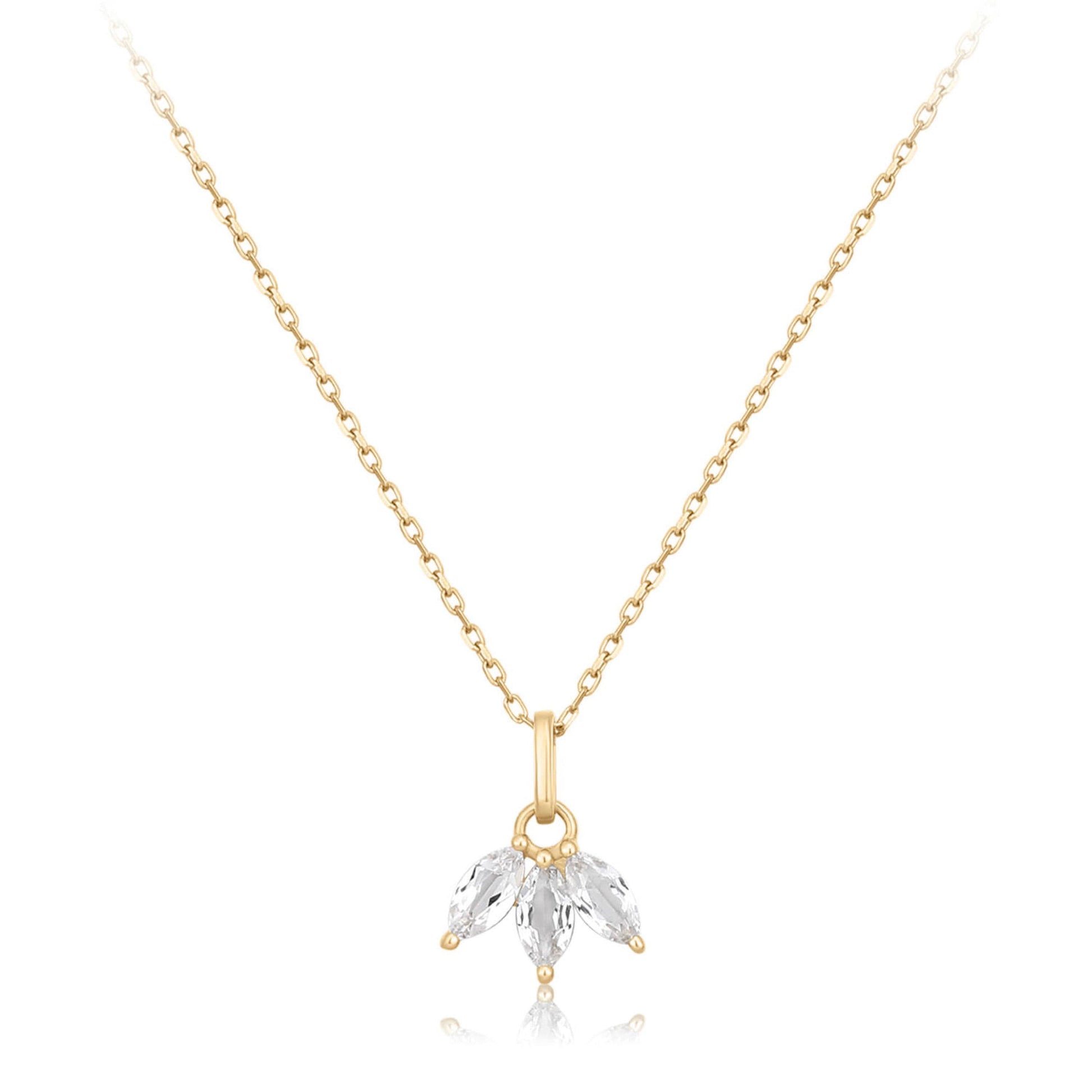 marquise white topaz necklace made with dainty 14k gold