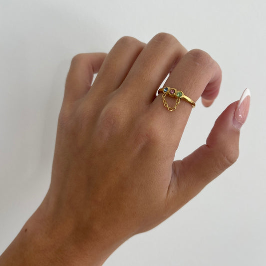 Body Jewelry, Festival Ring, colorful chain ring, adjustable ring, gold filled ring, unique ring, festival jewelry outfit, Coachella, dainty