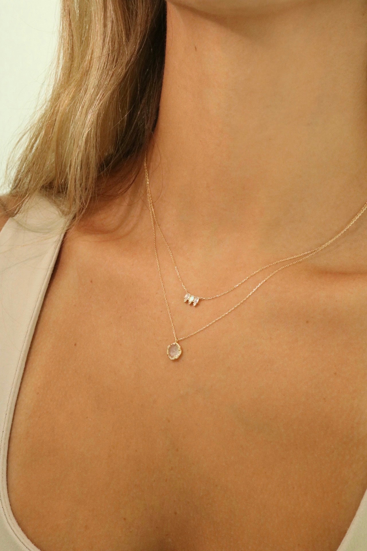 Angéle Diamond & Moonstone Necklace