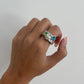 Chunky Gemstone Ring, statement ring irregular chunky, hammered textured gold ring, large gold ring, eccentric ring, unique ring, thick ring