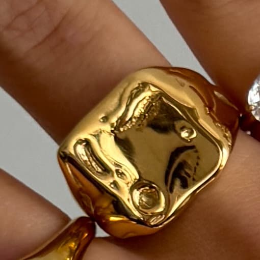 Irregular Gold Ring square ring gold textured ring chunky gold ring statement ring chunky statement ring gold statement ring vintage bold