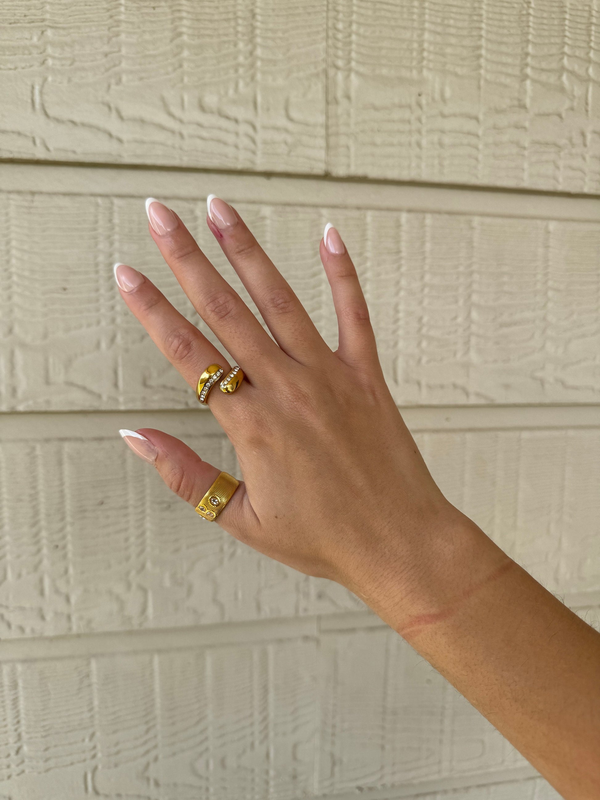 Chunky gold ring, thick gold band ring, adjustable irregular stone ring, gold statement ring, open dome ring, gift for her, unique ring gold