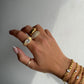 Thin dainty ring, thin gold ring, dainty gold band ring, stackable ring, minimalist ring, thin gold ring band women pave stone ring stacking