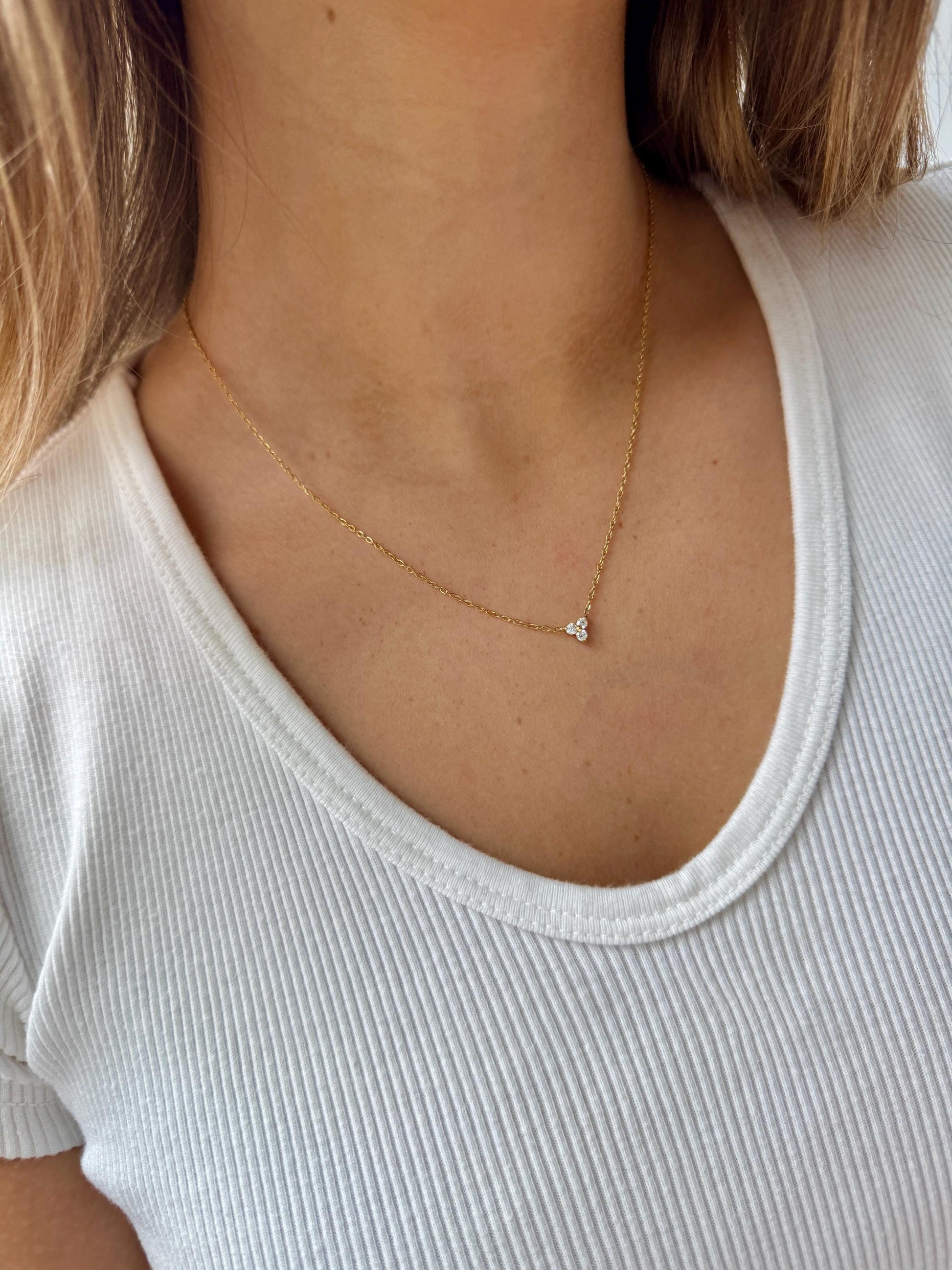 Dainty gold necklace, gift for her, stackable gold dainty necklace, tiny gold necklace, layering pendant, minimalist jewelry thin gold small