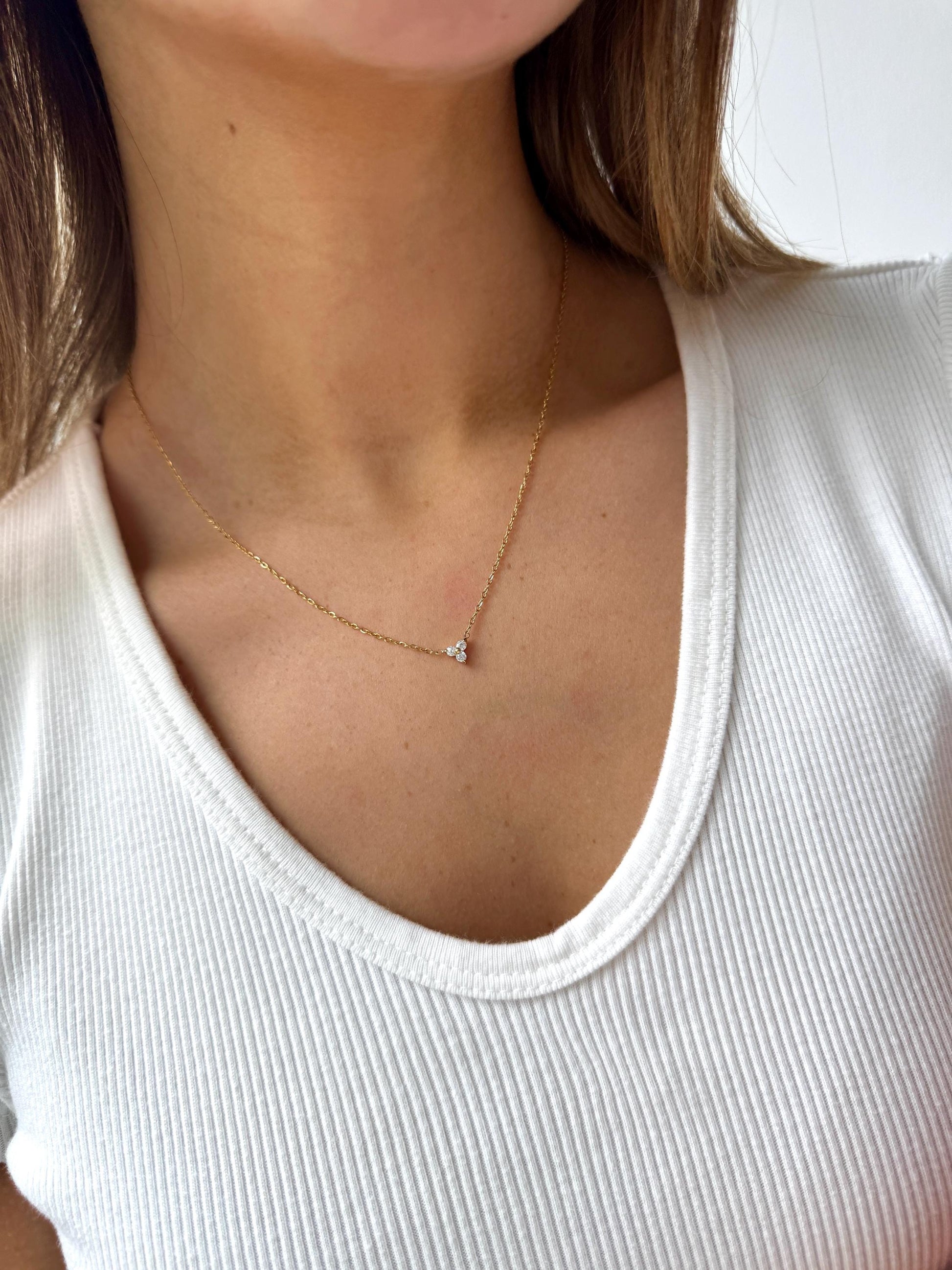 Dainty gold necklace, gift for her, stackable gold dainty necklace, tiny gold necklace, layering pendant, minimalist jewelry thin gold small