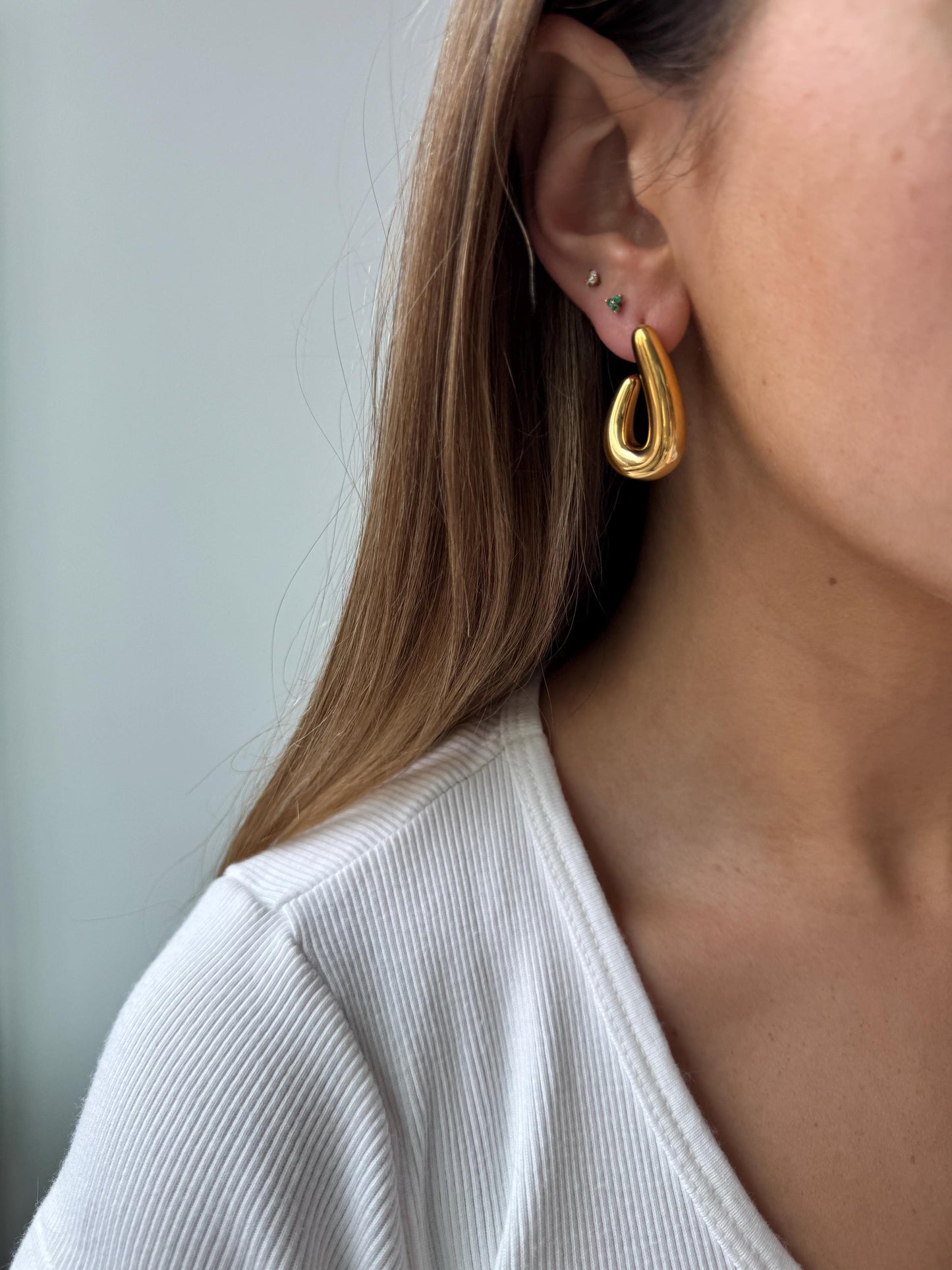 Unique Gold Earrings for women, vintage gold open hoops, irregular gold hoops, minimal earrings, gift for her, chunky statement gold earring