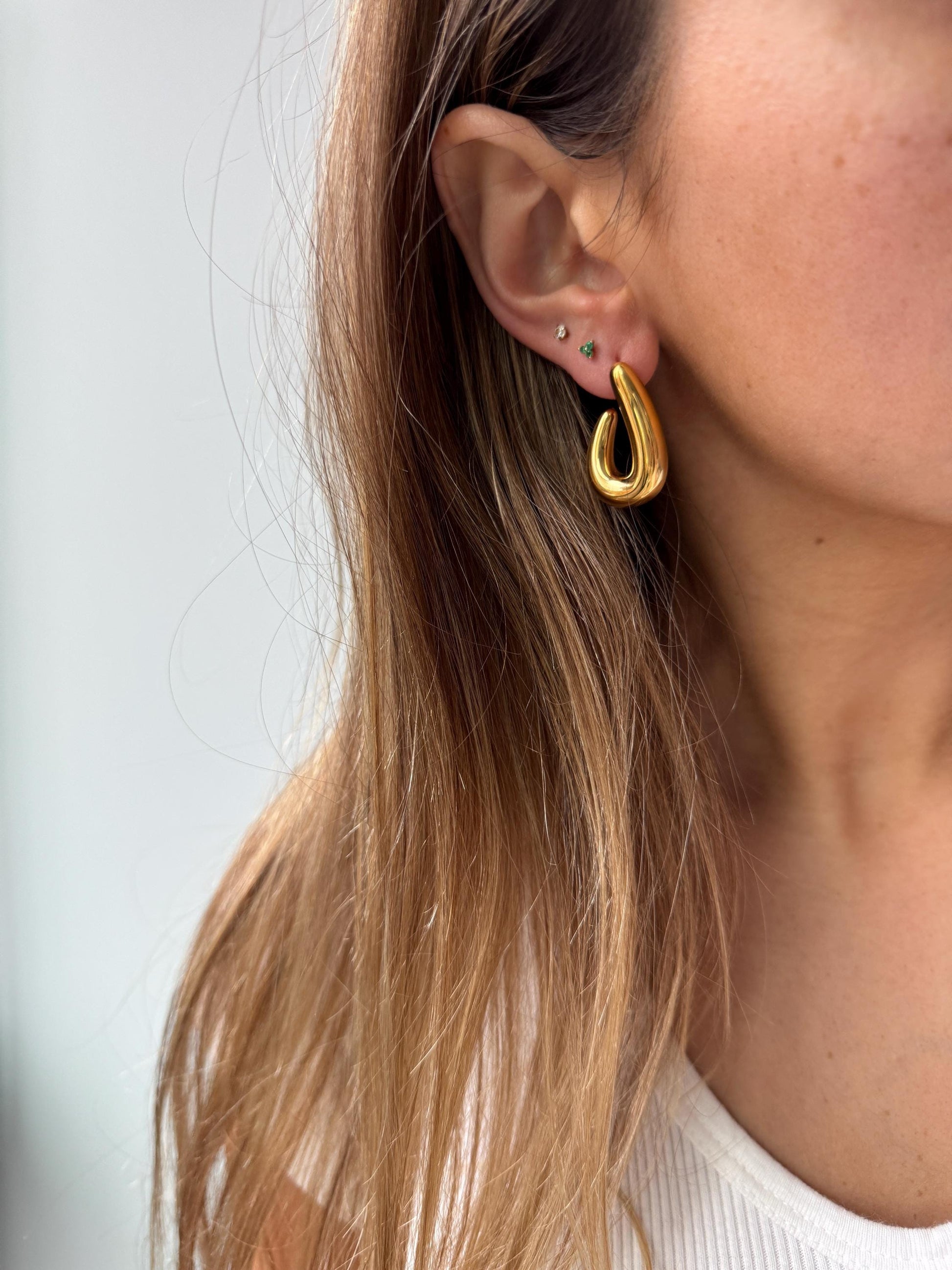 Unique Gold Earrings for women, vintage gold open hoops, irregular gold hoops, minimal earrings, gift for her, chunky statement gold earring