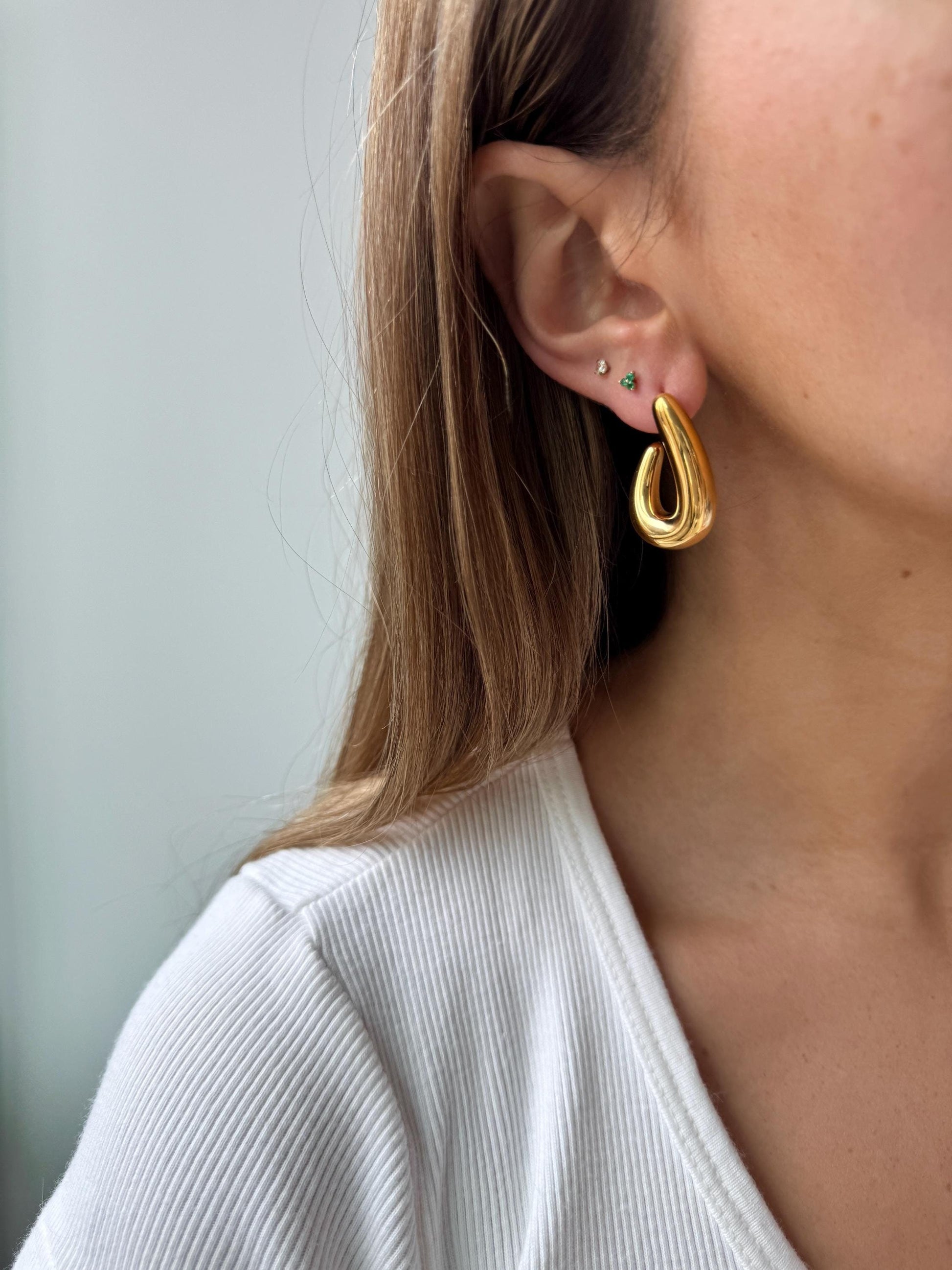 Unique Gold Earrings for women, vintage gold open hoops, irregular gold hoops, minimal earrings, gift for her, chunky statement gold earring