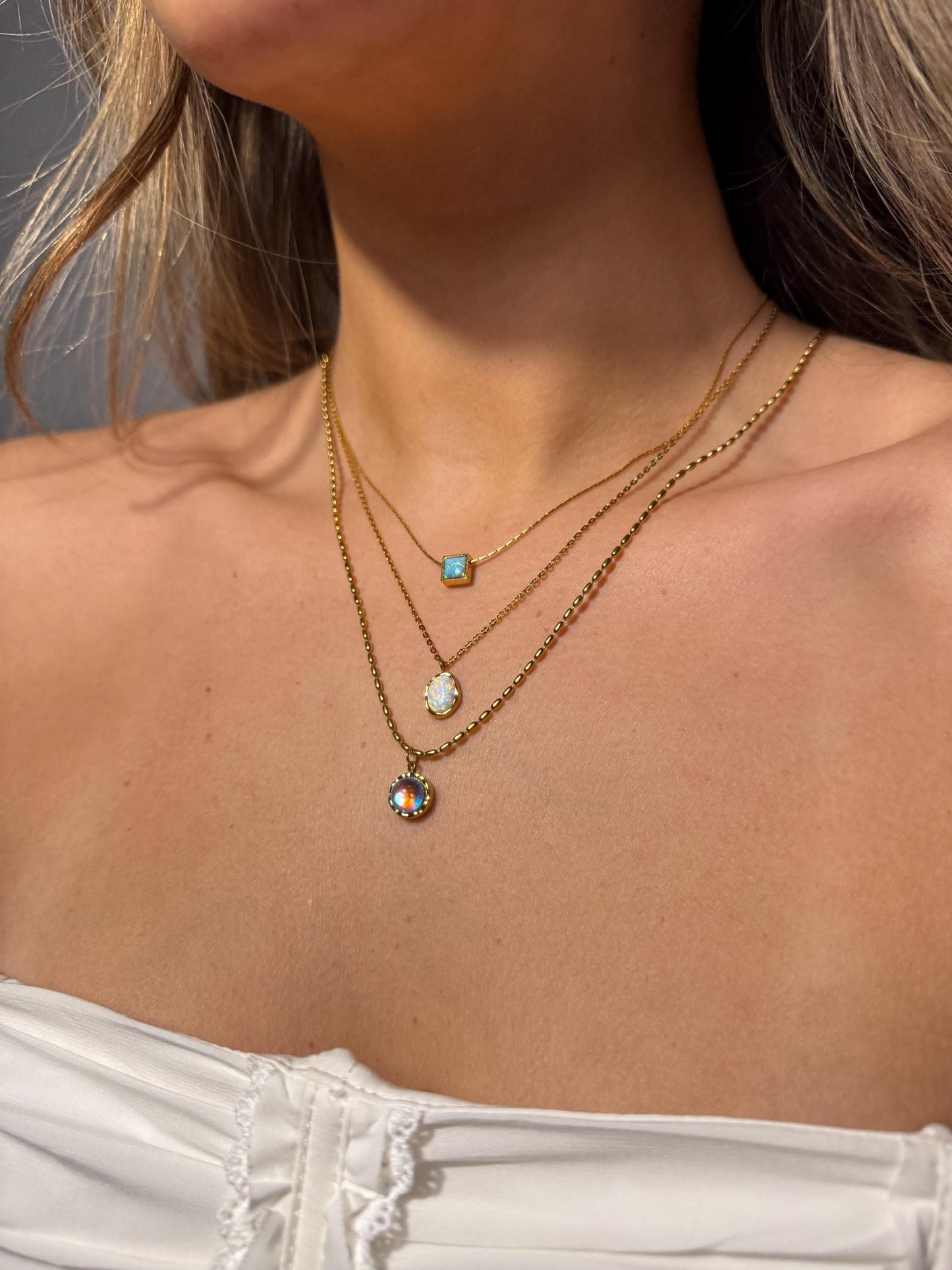 Gold Opal necklace, gift for her, birthstone jewelry, moonstone necklace, gemstone necklace for women, gifts for her, anniversary gift