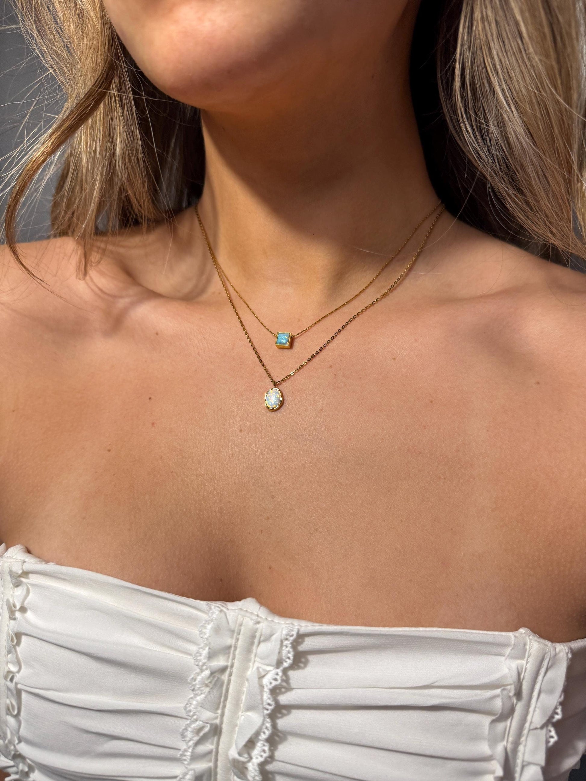 Gold Opal necklace, gift for her, birthstone jewelry, moonstone necklace, gemstone necklace for women, gifts for her, anniversary gift