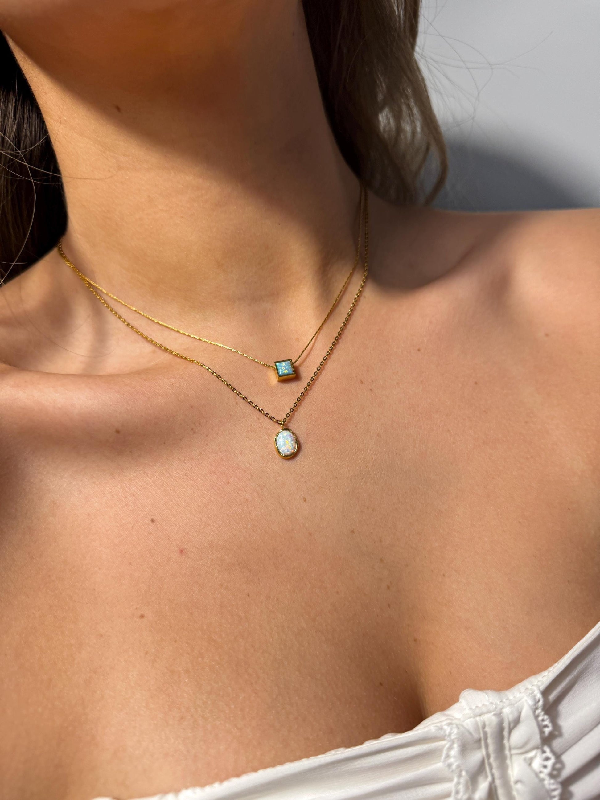 Gold Opal necklace, gift for her, birthstone jewelry, moonstone necklace, gemstone necklace for women, gifts for her, anniversary gift