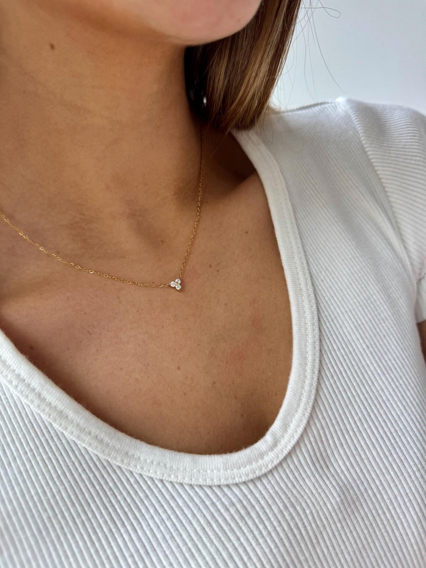 Dainty gold necklace, gift for her, stackable gold dainty necklace, tiny gold necklace, layering pendant, minimalist jewelry thin gold small