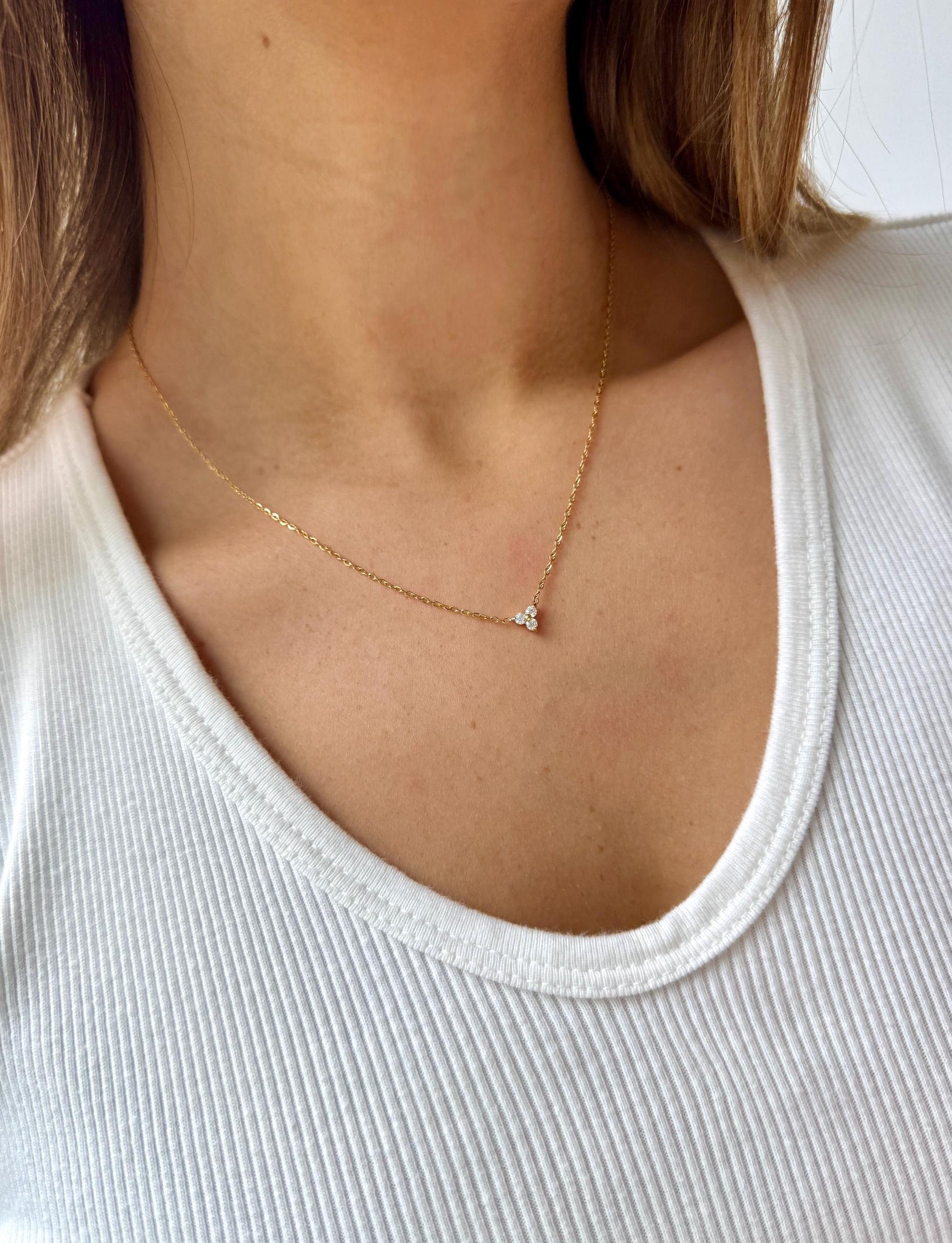 Dainty gold necklace, gift for her, stackable gold dainty necklace, tiny gold necklace, layering pendant, minimalist jewelry thin gold small