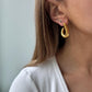 Unique Gold Earrings for women, vintage gold open hoops, irregular gold hoops, minimal earrings, gift for her, chunky statement gold earring
