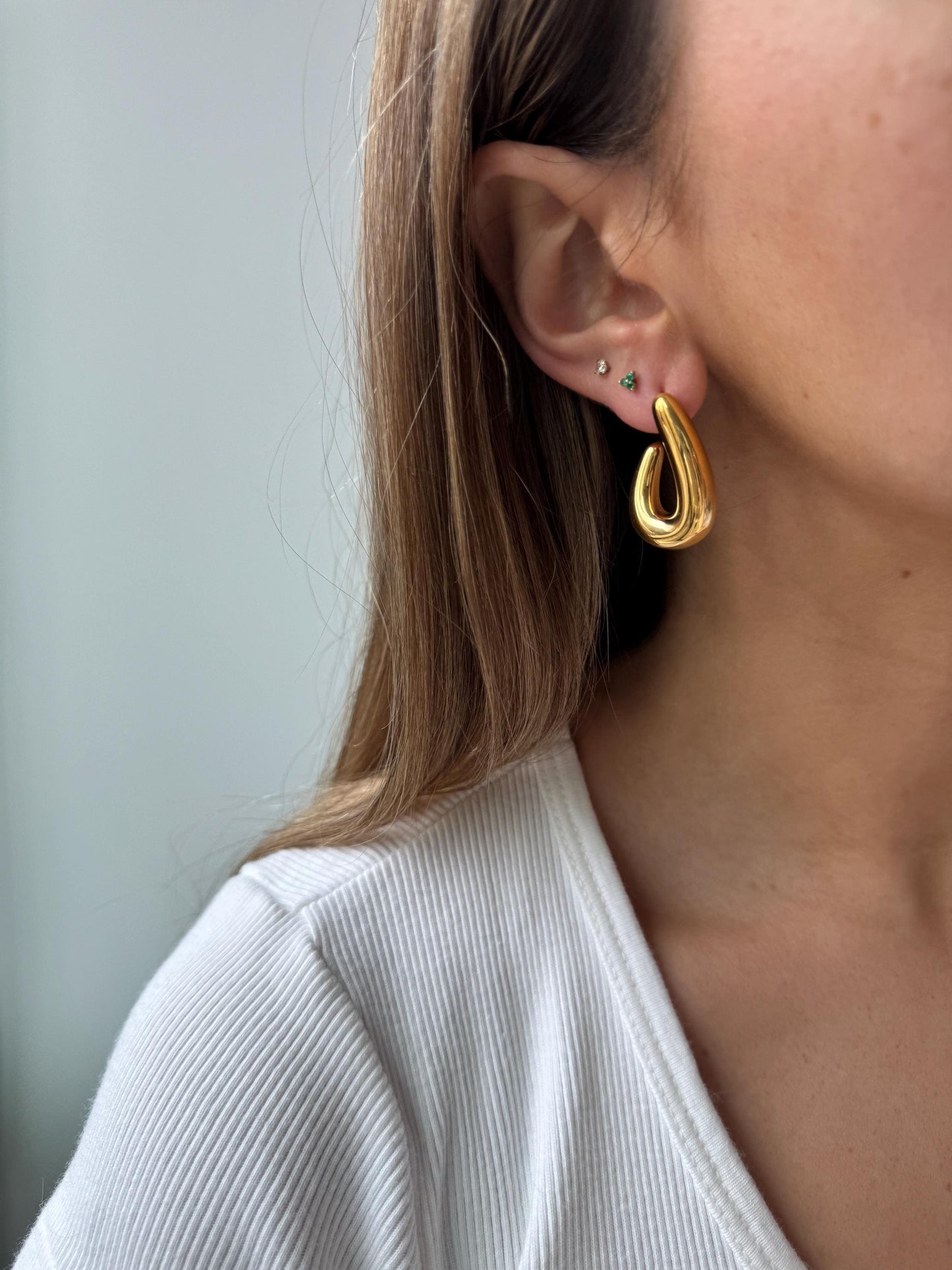 Unique Gold Earrings for women, vintage gold open hoops, irregular gold hoops, minimal earrings, gift for her, chunky statement gold earring