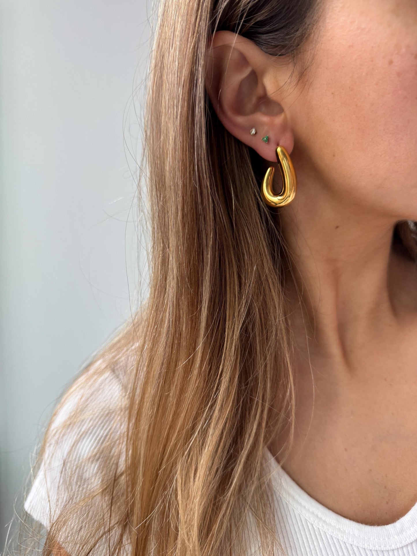 Unique Gold Earrings for women, vintage gold open hoops, irregular gold hoops, minimal earrings, gift for her, chunky statement gold earring