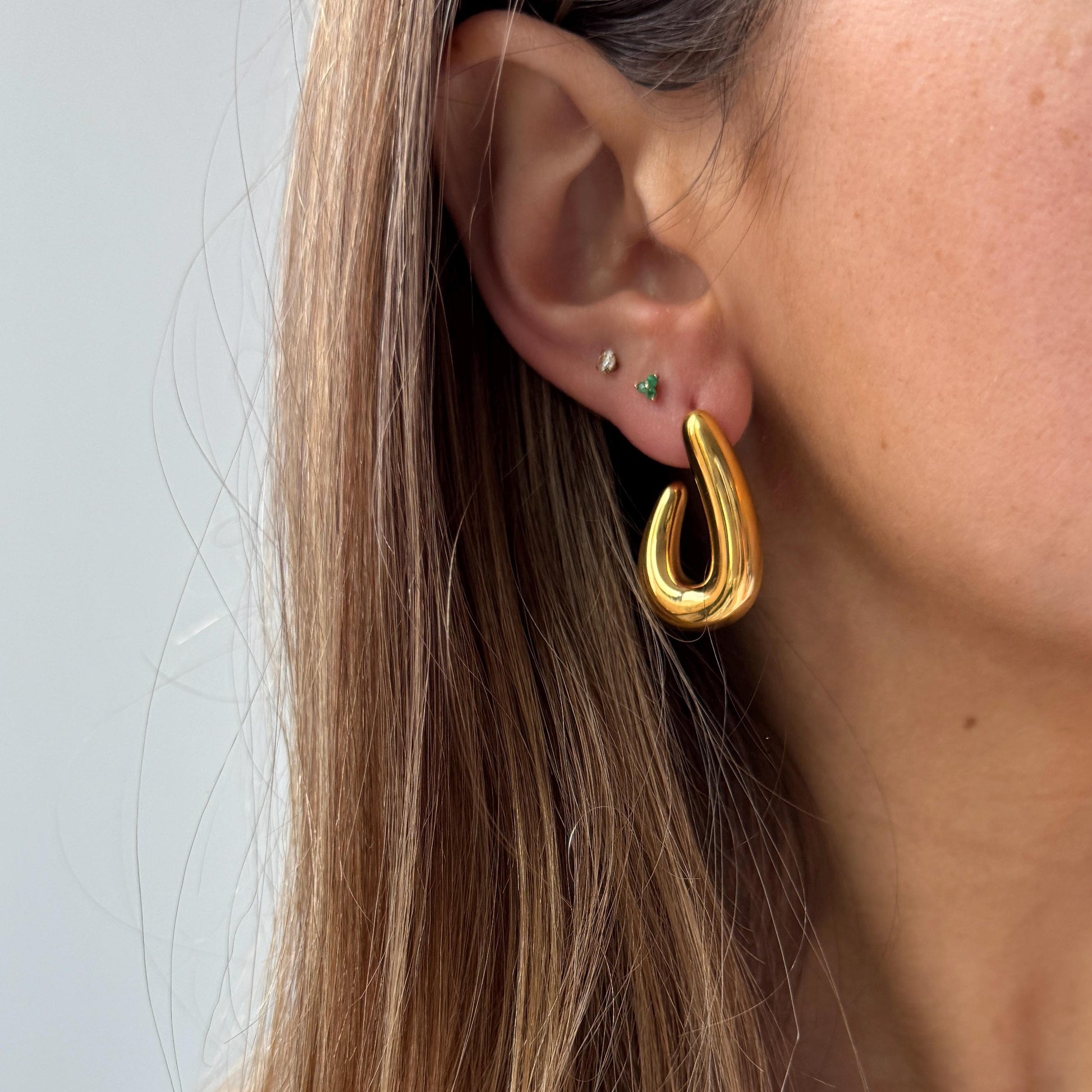 Unique Gold Earrings for women, vintage gold open hoops, irregular gold hoops, minimal earrings, gift for her, chunky statement gold earring