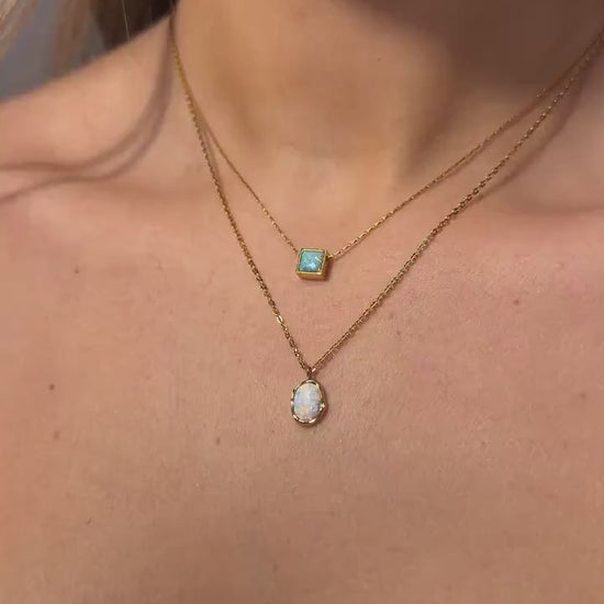 Gold Opal necklace, gift for her, birthstone jewelry, moonstone necklace, gemstone necklace for women, gifts for her, anniversary gift