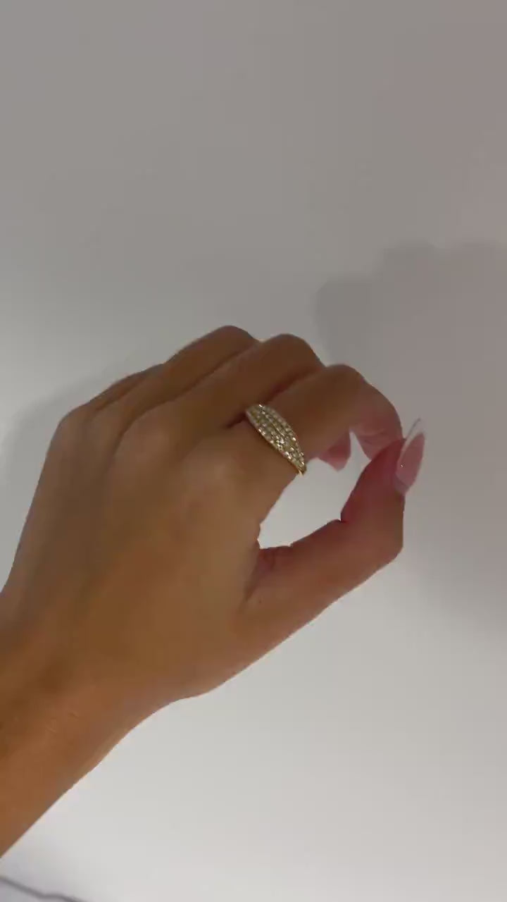 Gemstone Signet Ring, gold statement ring irregular chunky gemstone ring, gold filled ring, signet pave gemstone ring, thick gold band ring