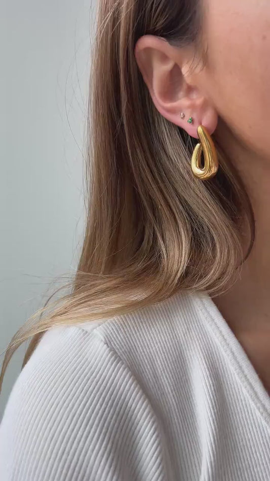 Unique Gold Earrings for women, vintage gold open hoops, irregular gold hoops, minimal earrings, gift for her, chunky statement gold earring