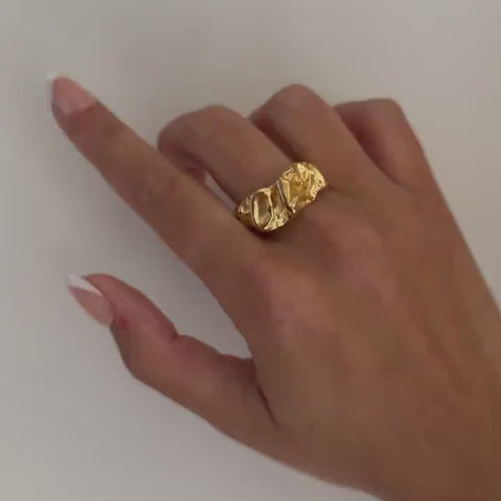 Gold ring statement rings, gold nugget ring, irregular gold ring chunky, hammered gold ring, statement ring thick gold ring bold ring women