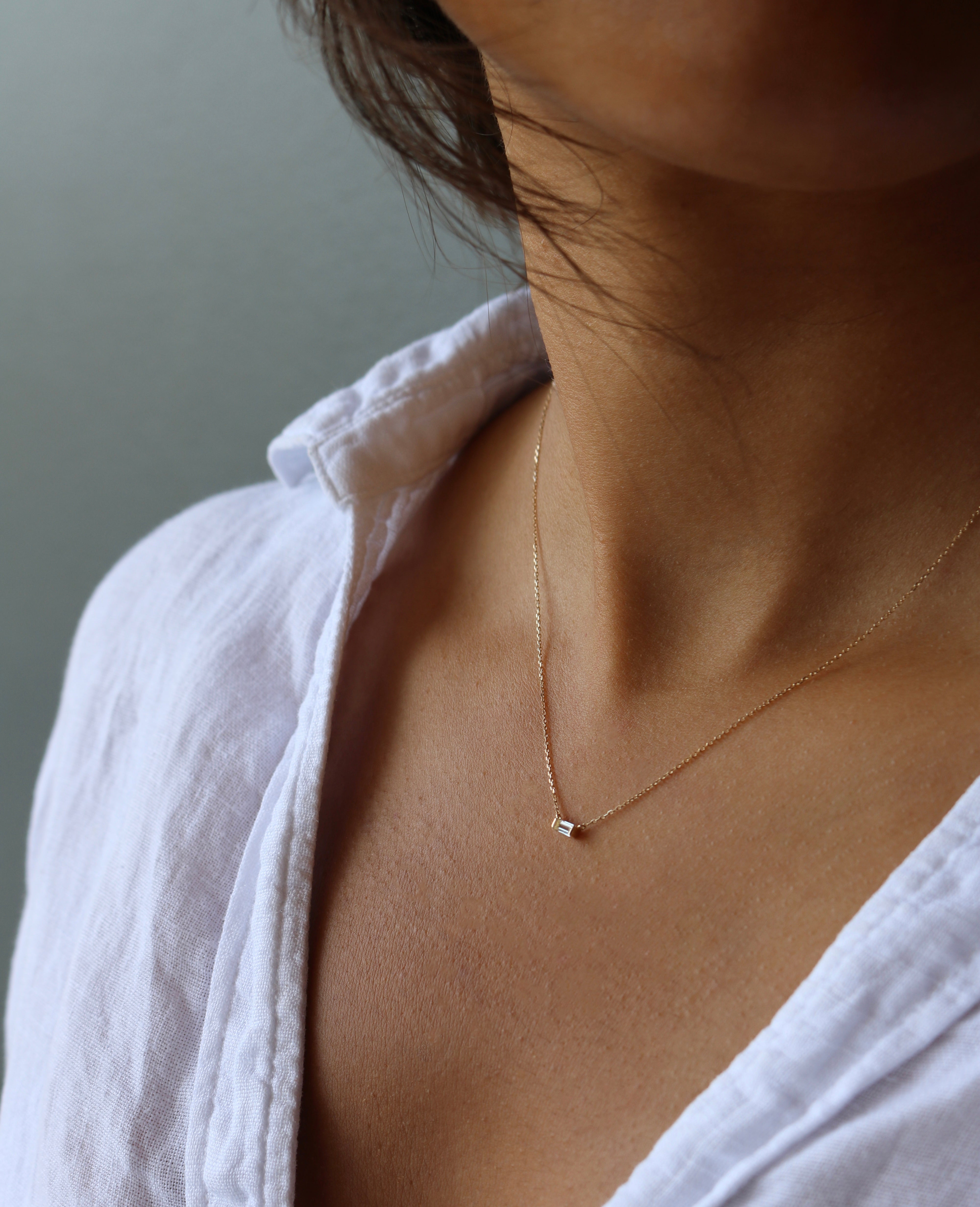 White Topaz Necklace in Solid 14k Gold, White Topaz Pendant, Gift