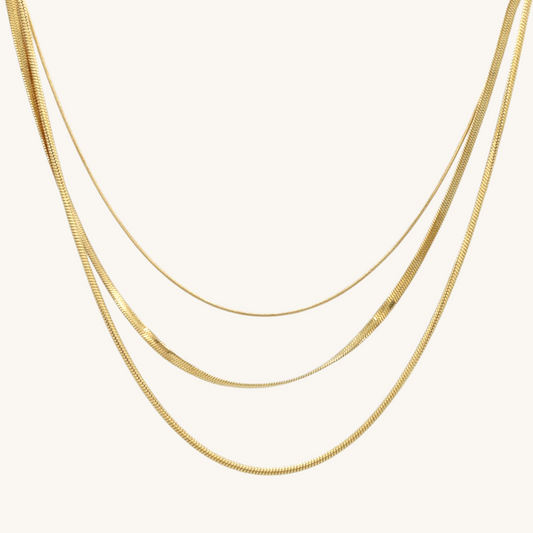 Layered Gold Snake Chain Necklace - Tina Layered Chain