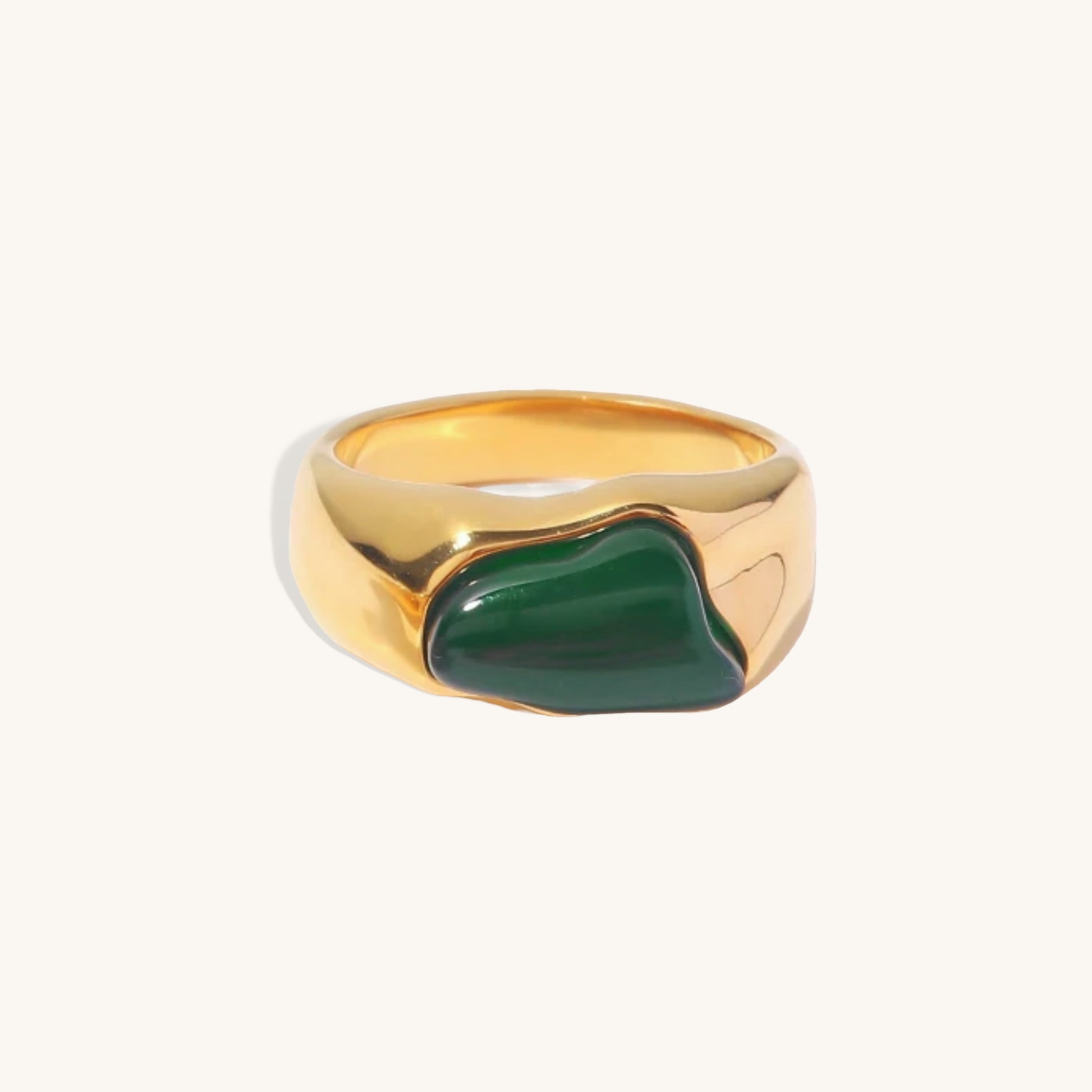 green agate ring, 18k stainless steel agate ring