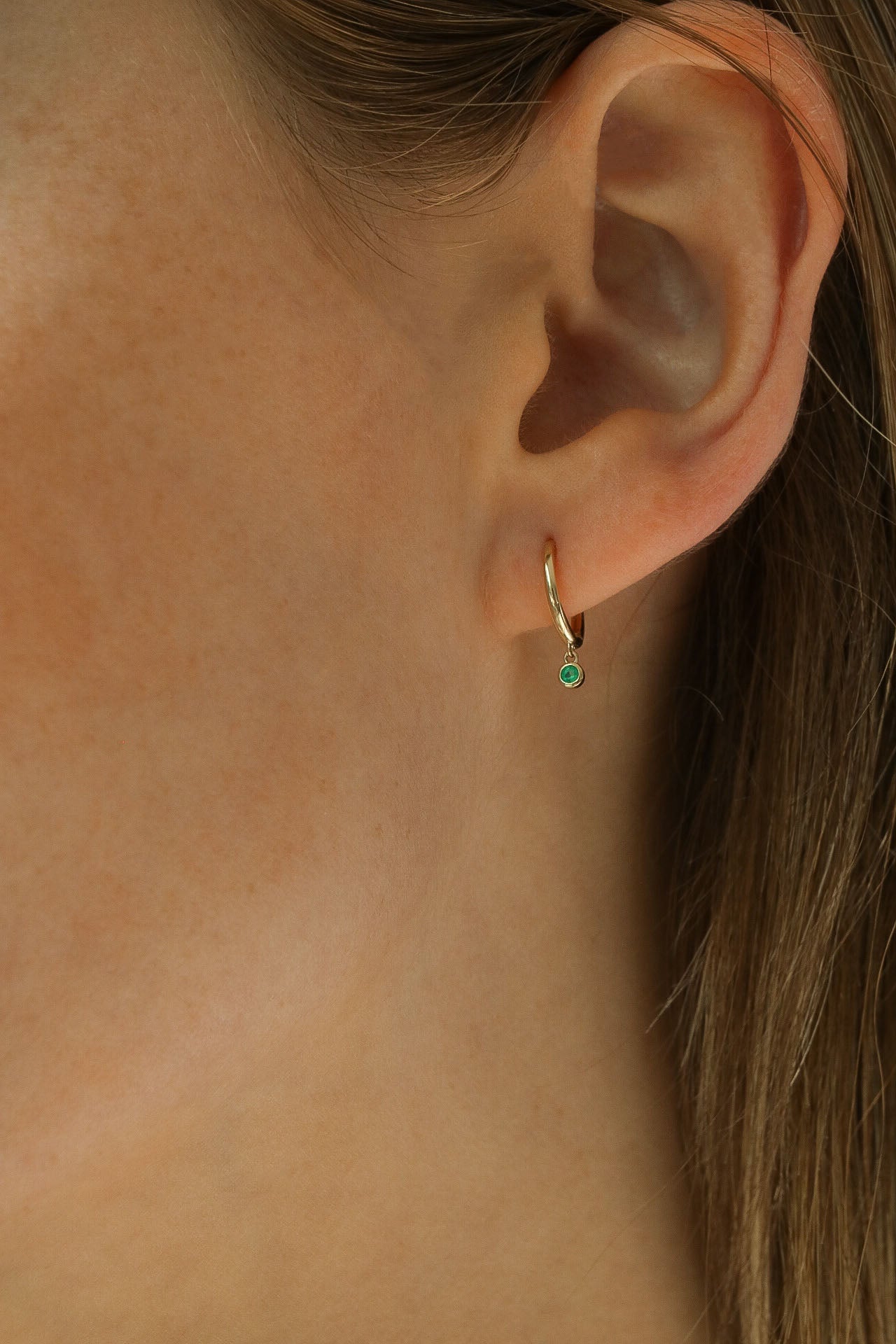 Emerald Drop Hoop Earrings - Chelsea