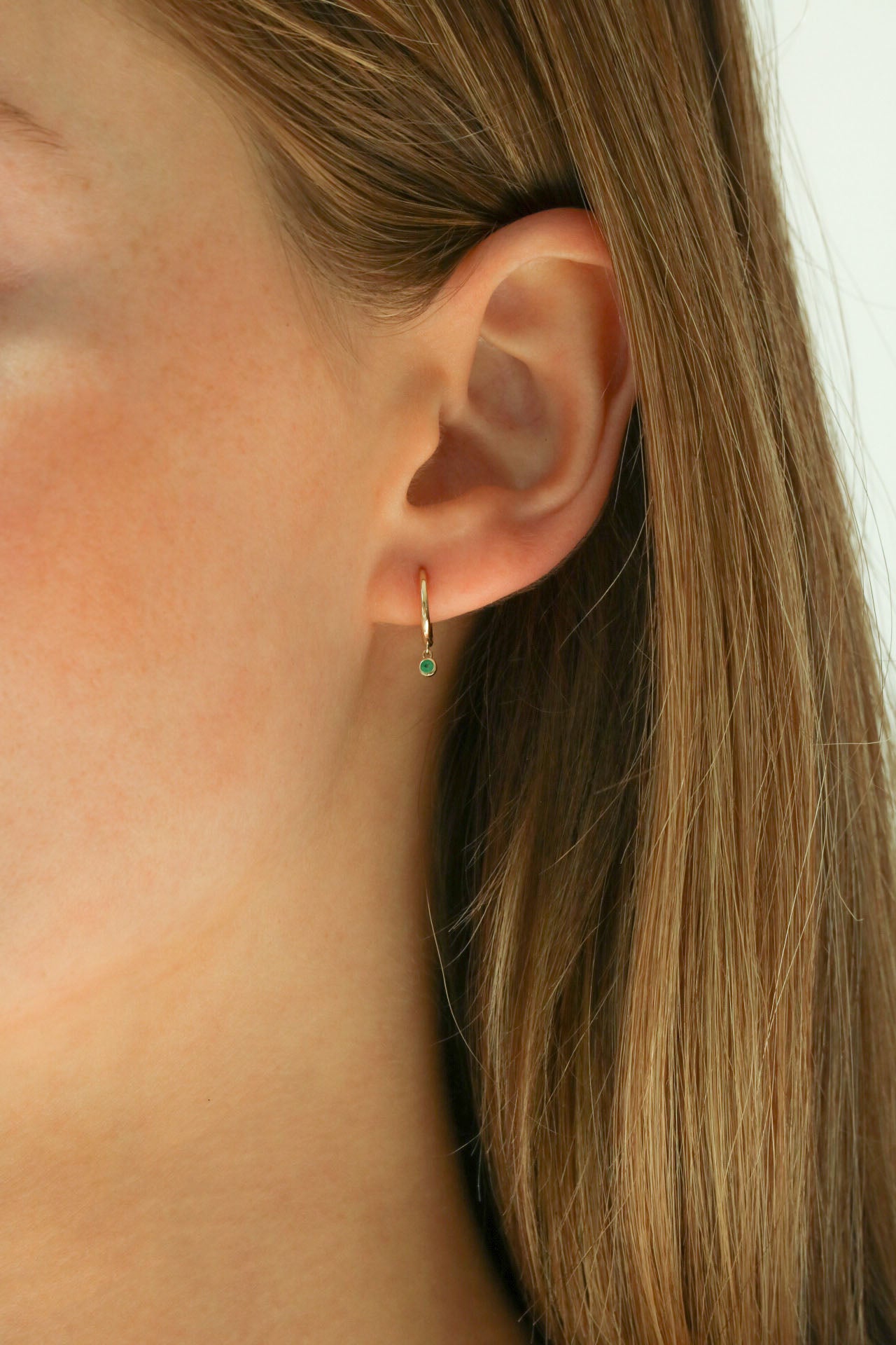 Emerald Drop Hoop Earrings - Chelsea