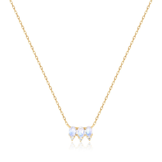 blue moonstone and white topaz solid 14k necklace 