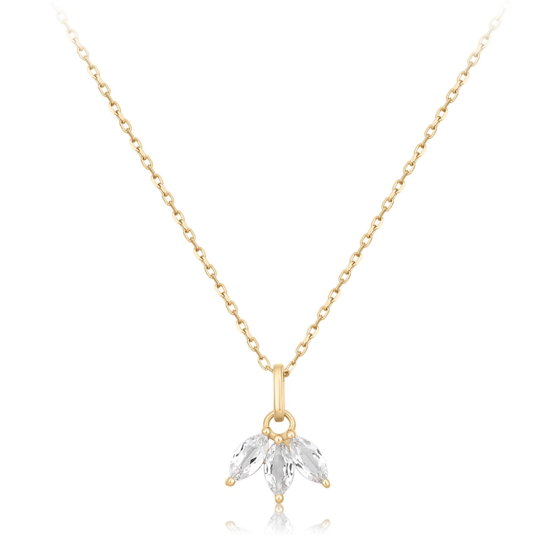 marquise white topaz necklace made with dainty 14k gold 