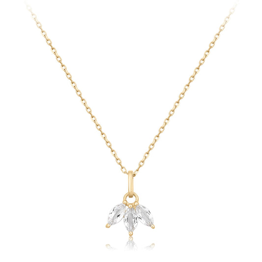 marquise white topaz necklace made with dainty 14k gold