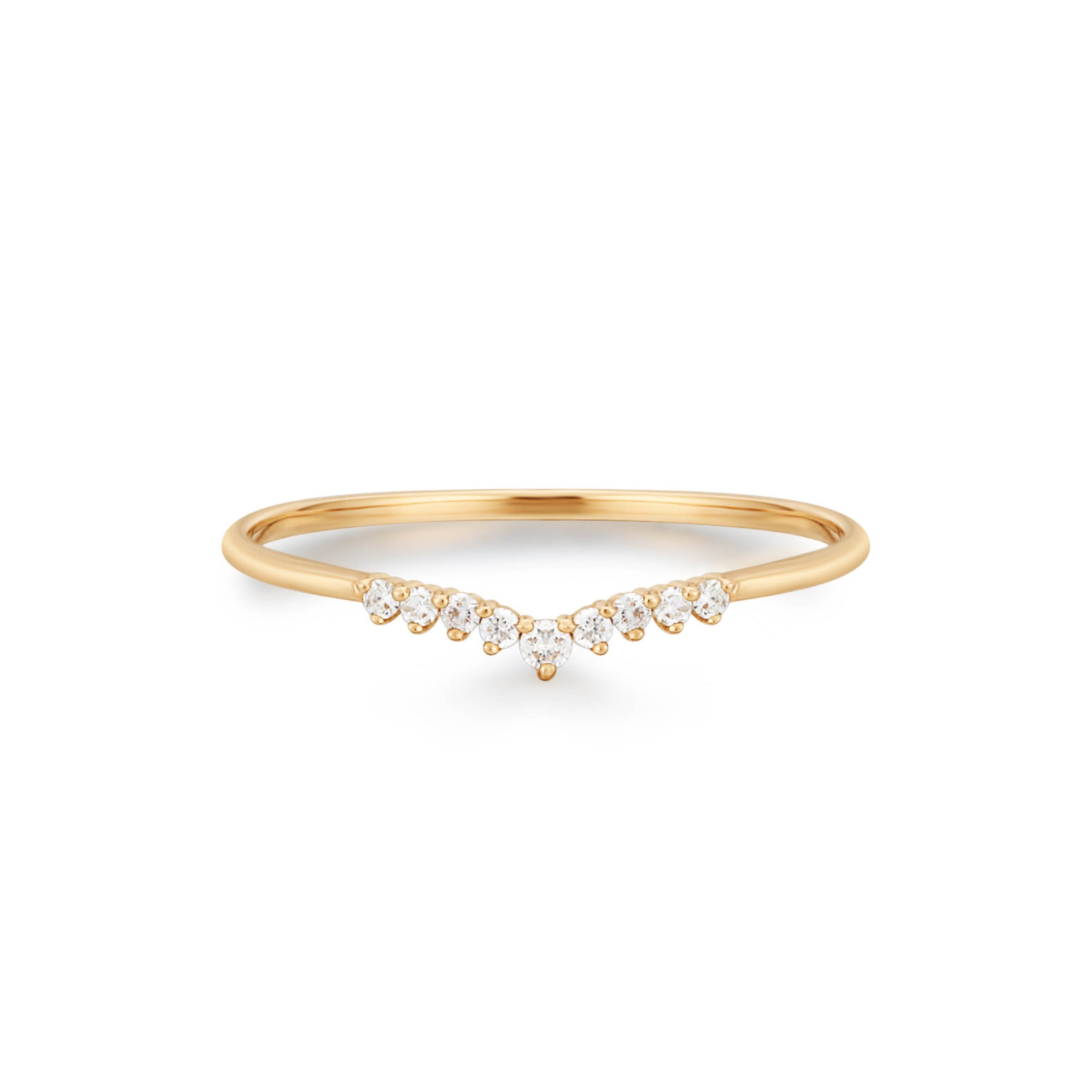 14k Gold Diamond Stack Ring - dainty diamond ring, minimal diamond