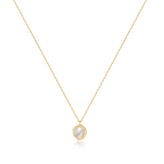 diamond and moonstone 14k gold necklace