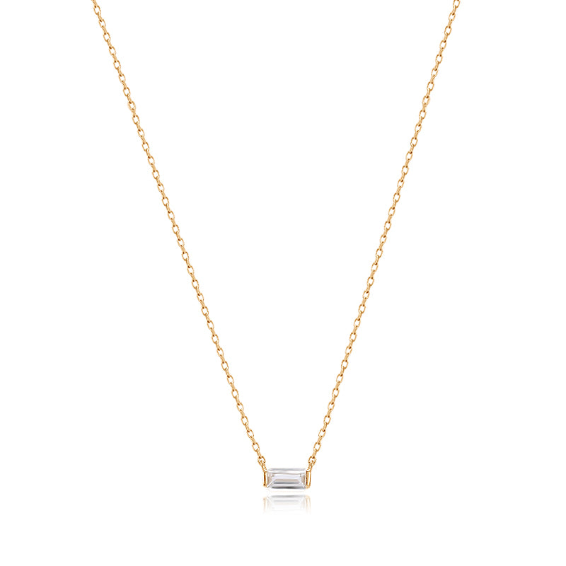14k gold minimal necklace on white background