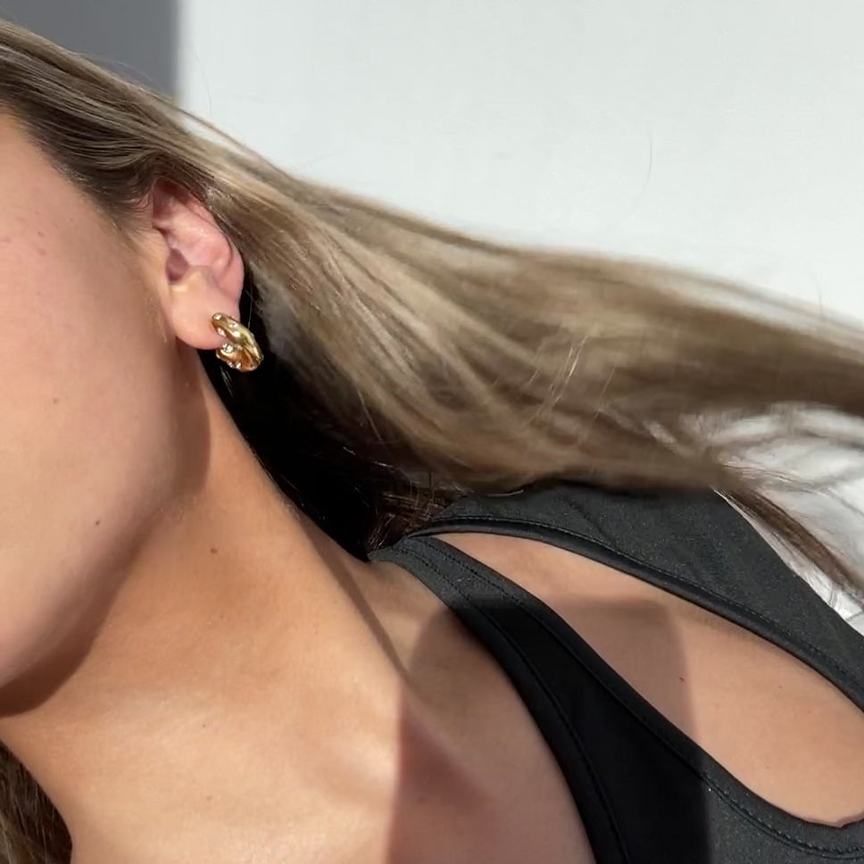HOOPYでございます Gold Chunky Studded Hoops - Irregular Chunky Hoops