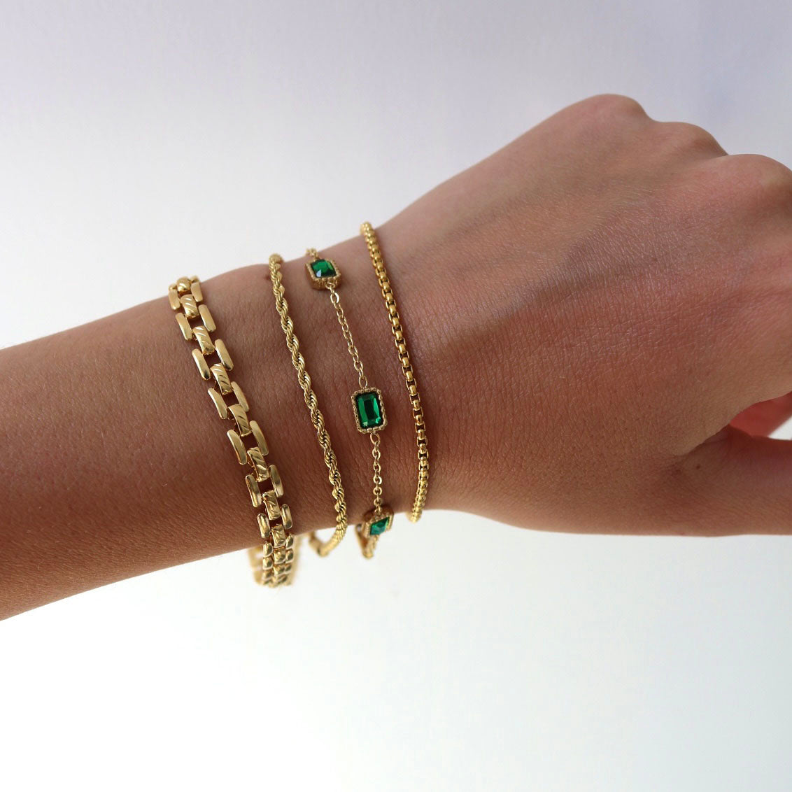 Emerald green and on sale gold bracelet