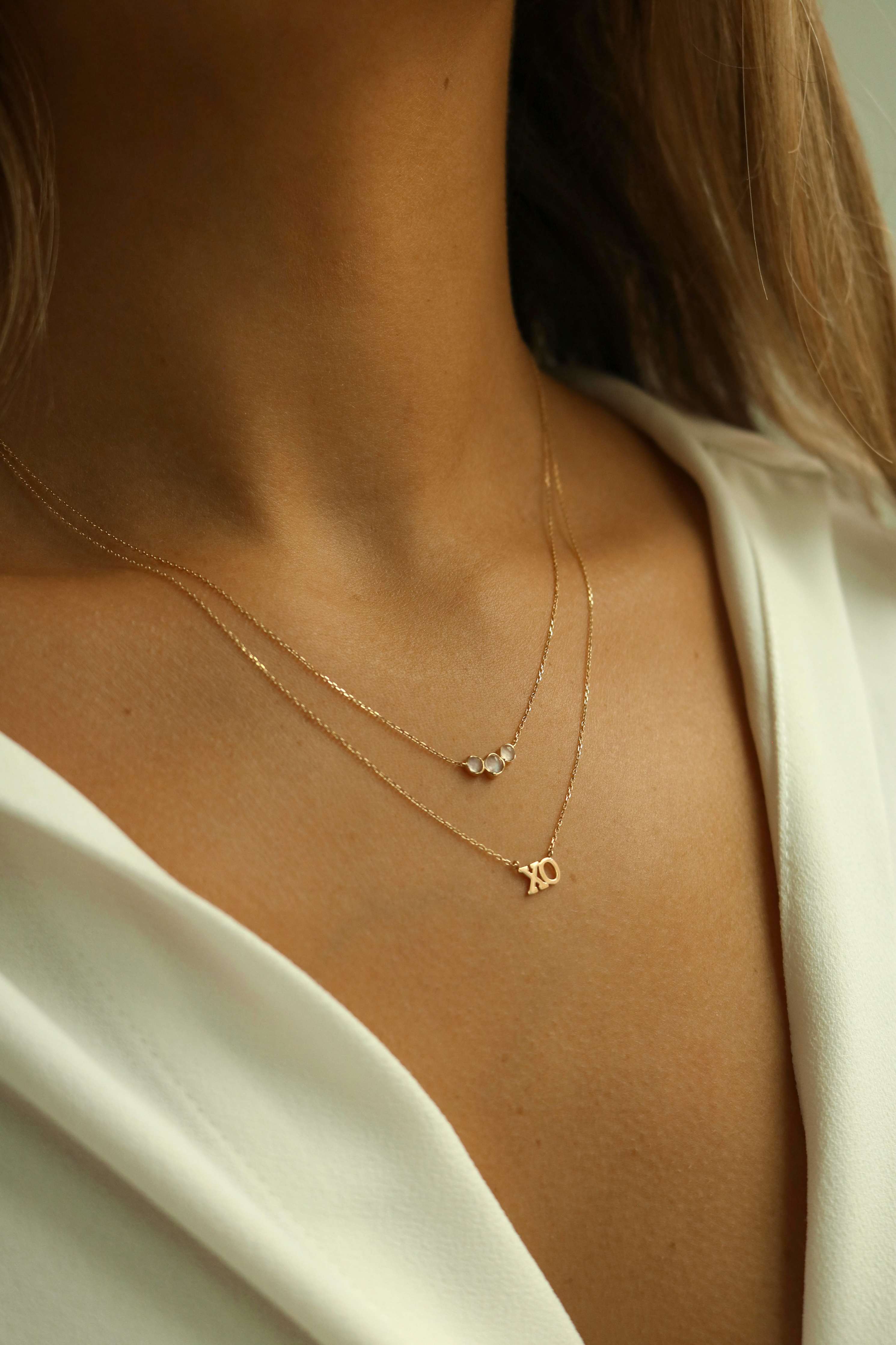 XO Necklace - gold XO necklace, I love you necklace, hugs and