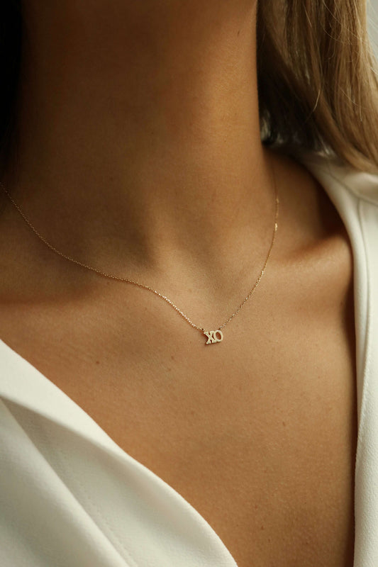 XOXO necklace, I love you necklace, love jewelry, xoxo hugs and kisses
