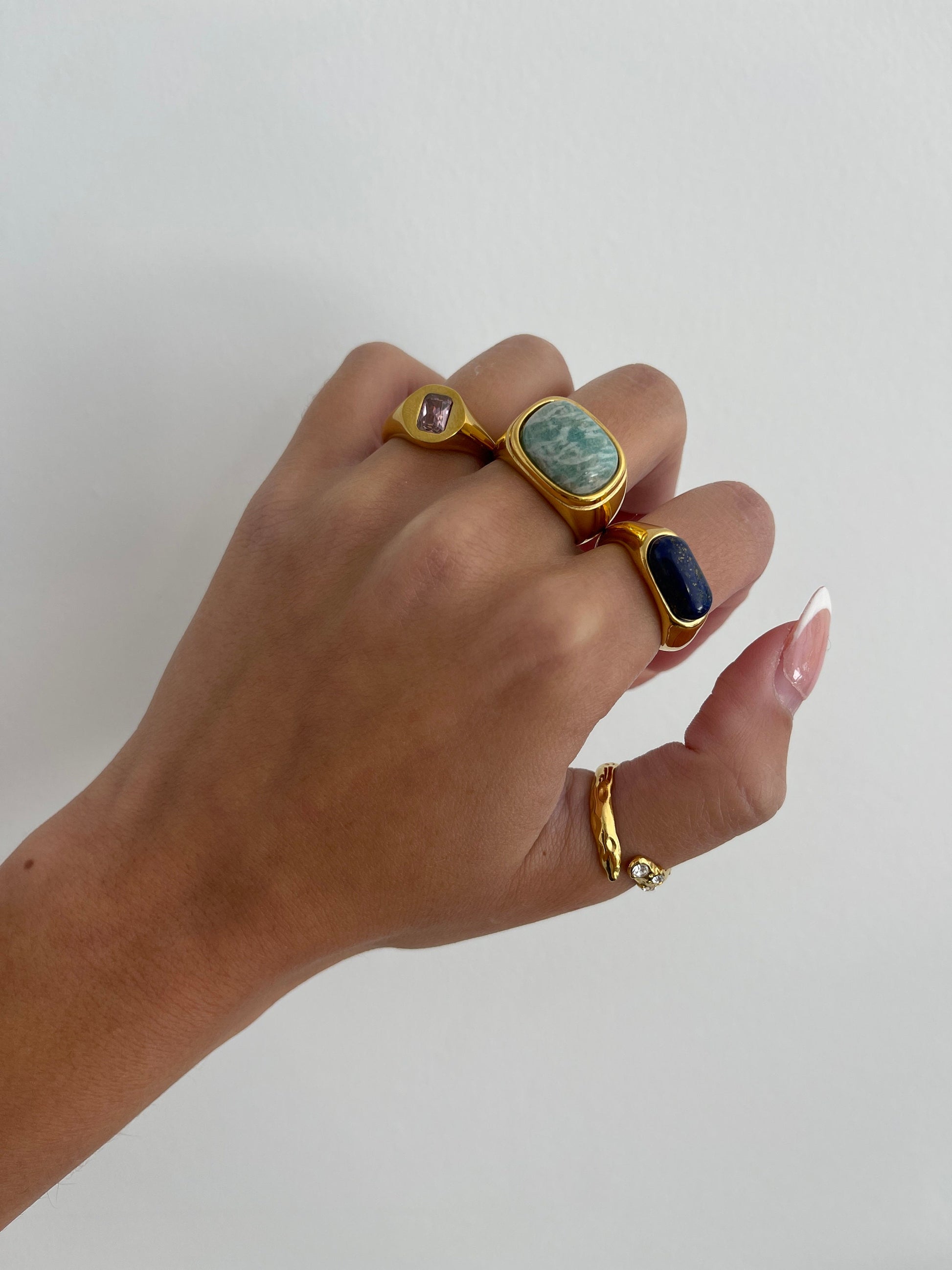 Gemstone ring, thin chunky gold ring, gold filled ring, natural gemstone ring, thick gold ring agate band, quartz, minimalist irregular ring