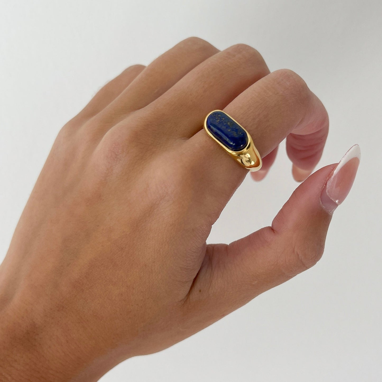 Gemstone ring, thin chunky gold ring, gold filled ring, natural gemstone ring, thick gold ring agate band, quartz, minimalist irregular ring