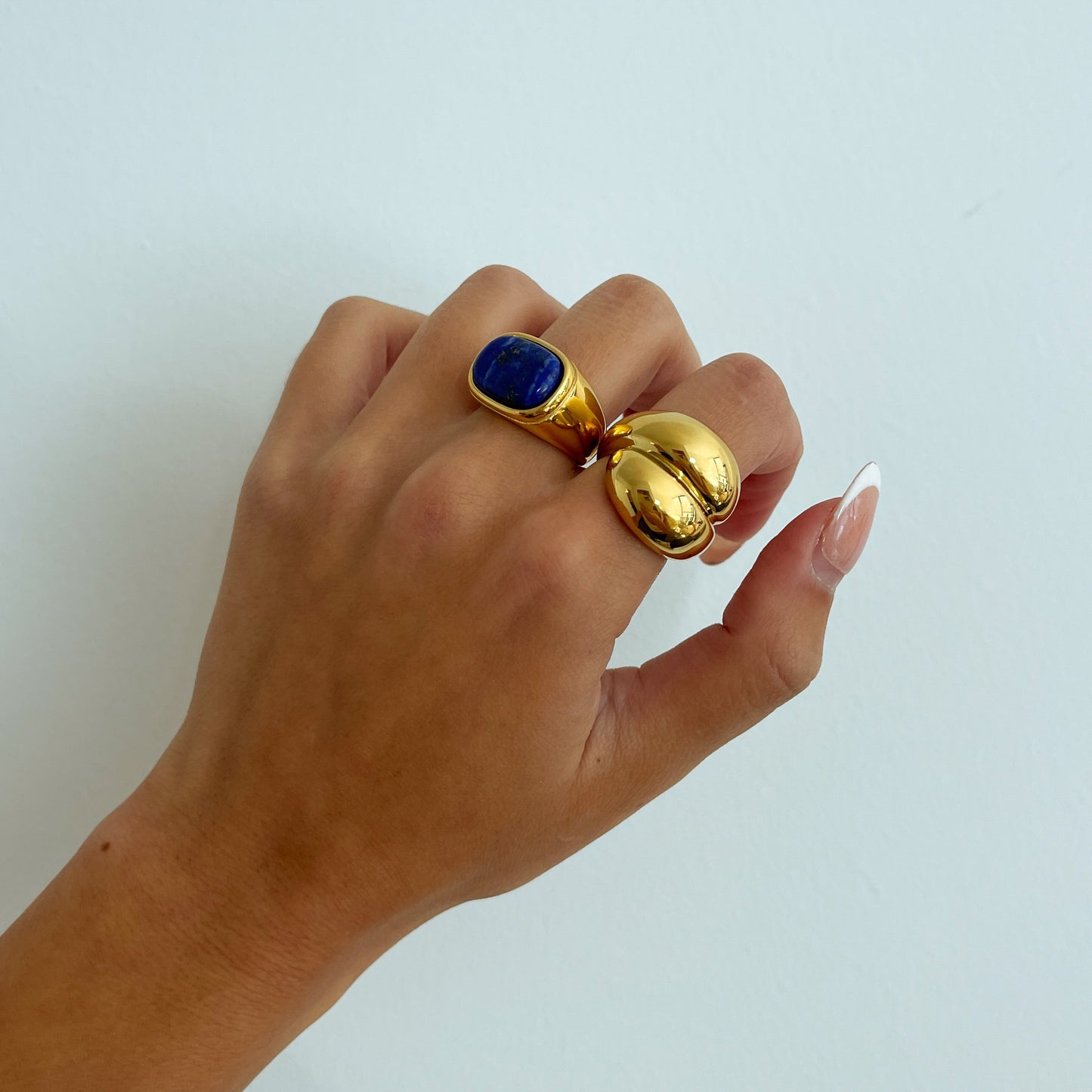 Gold Blue Gemstone Ring, chunky gold ring, statement rings gold, thick agate ring, gold filled ring, chunky gold band agate, minimalist ring
