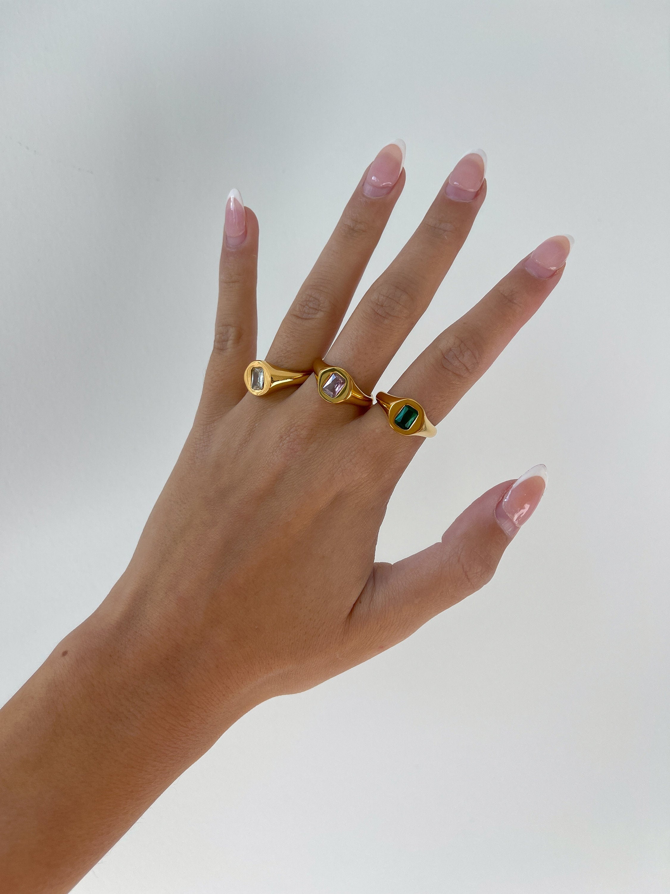 Square ring inlaid with colorful enamel, Fashion ring, Gold plated geometric ring, Statement ring, Cocktail ring, Signet ring store