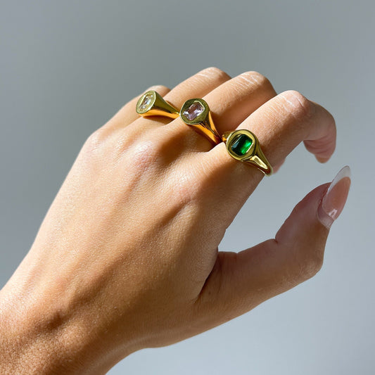 Gold Signet Ring, gold statement ring signet stone Ring with stone, stone ring gold, minimalist jewelry, ring for women gemstone signet ring